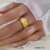 Simple Fashionable Stainless Steel And Titanium Steel Leaf And Flower Ring With Real Gold Plating For Women Geometric And U Shaped Design Unisex Style