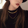 Simple Fashionable Unisex Alloy Double Layer Snake Bone Bead Clavicle Necklace Geometric Pendant Electroplated Cross Chain Jewelry