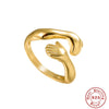 Simple Fashionable Unisex S925 Sterling Silver And Copper Love Hug Open Ring With Geometric Design And Electroplating Treatment