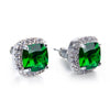 Simple Fat Square Emerald Zircon White Diamond Rimmed Unisex Earrings Copper With Geometric Pattern And Electroplating