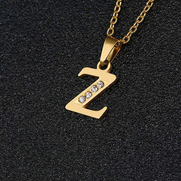 Simple Female Student Letter Pendant Clavicle Chain In Titanium Steel With Diamond Treatment And O Chain