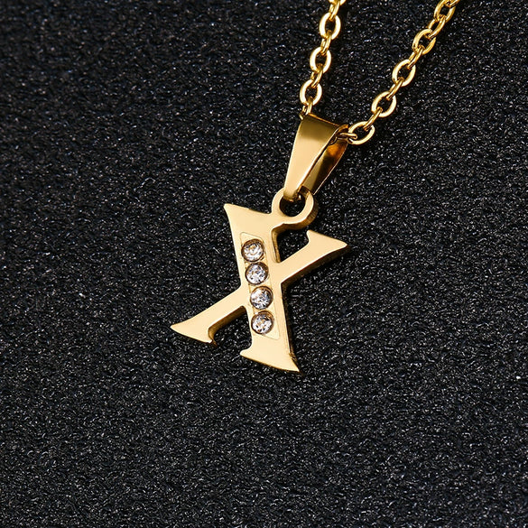 Simple Female Student Letter Pendant Clavicle Chain In Titanium Steel With Diamond Treatment And O Chain
