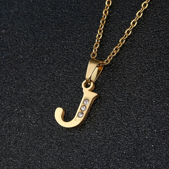 Simple Female Student Letter Pendant Clavicle Chain In Titanium Steel With Diamond Treatment And O Chain