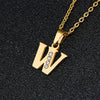 Simple Female Student Letter Pendant Clavicle Chain In Titanium Steel With Diamond Treatment And O Chain