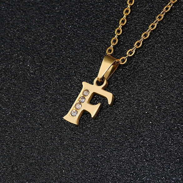Simple Female Student Letter Pendant Clavicle Chain In Titanium Steel With Diamond Treatment And O Chain