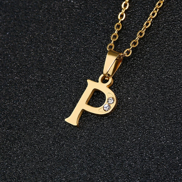 Simple Female Student Letter Pendant Clavicle Chain In Titanium Steel With Diamond Treatment And O Chain