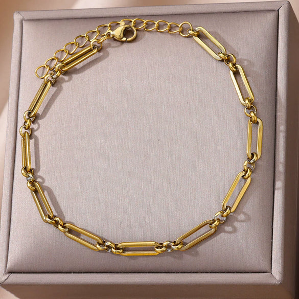Simple Figaro Blade Chain Women's Anklet Titanium Steel Plated Stainless Steel Geometric Jewelry
