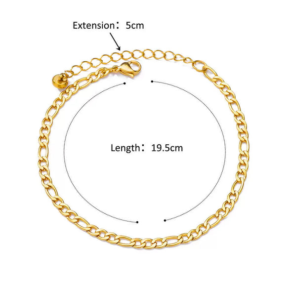 Simple Figaro Blade Chain Women's Anklet Titanium Steel Plated Stainless Steel Geometric Jewelry
