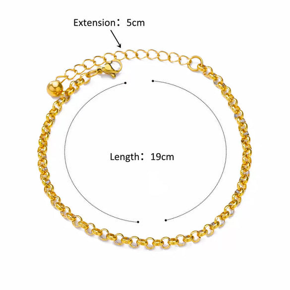 Simple Figaro Blade Chain Women's Anklet Titanium Steel Plated Stainless Steel Geometric Jewelry