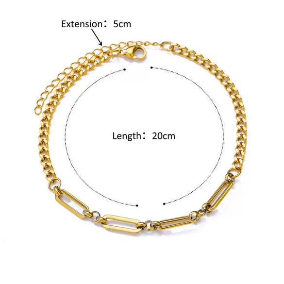 Simple Figaro Blade Chain Women's Anklet Titanium Steel Plated Stainless Steel Geometric Jewelry