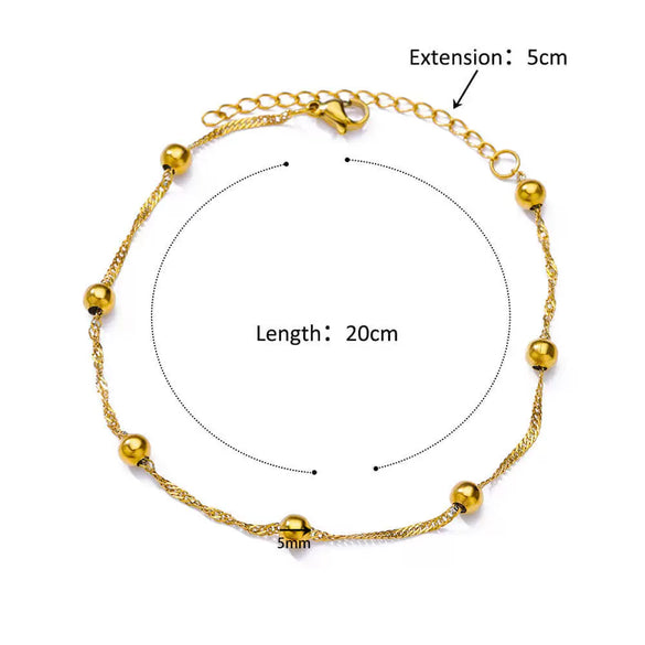 Simple Figaro Blade Chain Women's Anklet Titanium Steel Plated Stainless Steel Geometric Jewelry