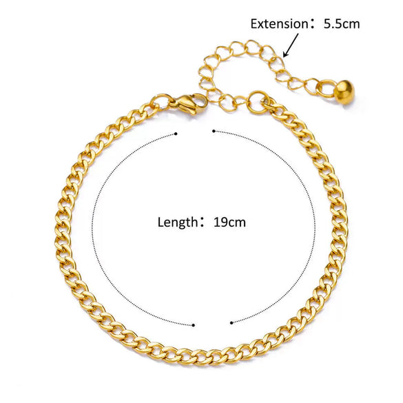 Simple Figaro Blade Chain Women's Anklet Titanium Steel Plated Stainless Steel Geometric Jewelry