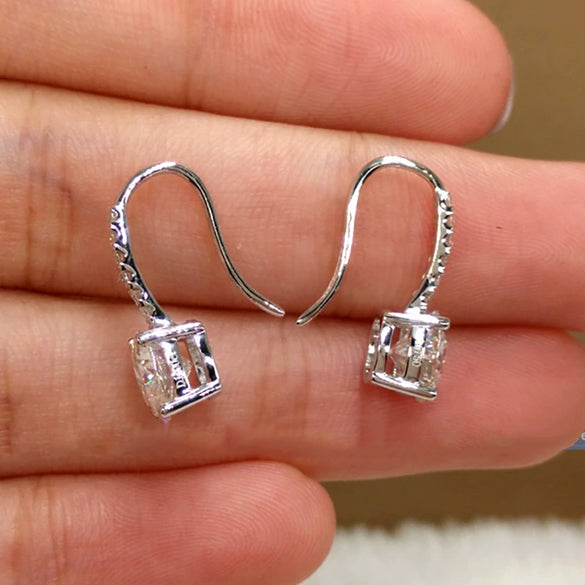 Simple Fourclaw Zircon Micro Inlay Fresh Copper Earrings With Diamond Treatment Process And Geometric Pattern