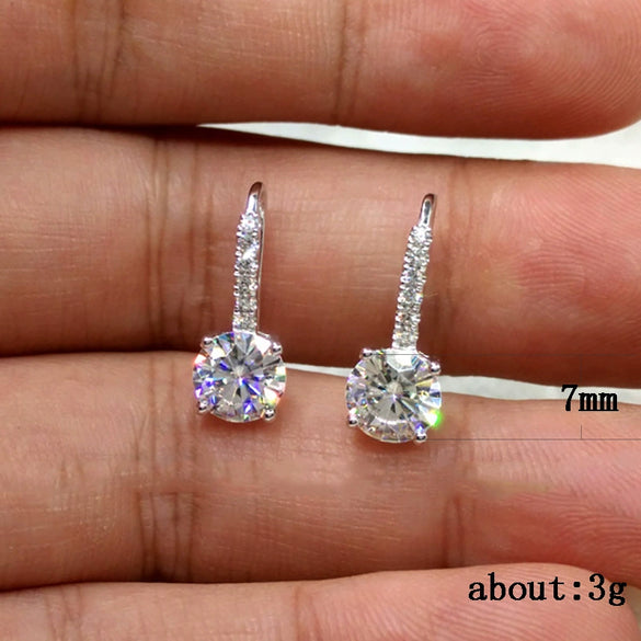 Simple Fourclaw Zircon Micro Inlay Fresh Copper Earrings With Diamond Treatment Process And Geometric Pattern
