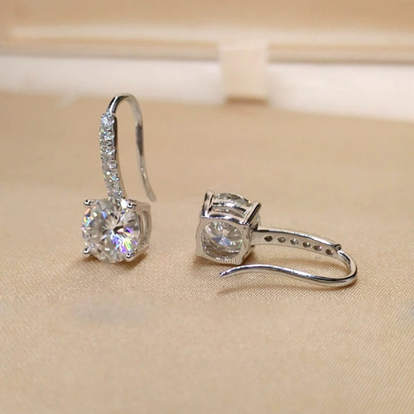 Simple Fourclaw Zircon Micro Inlay Fresh Copper Earrings With Diamond Treatment Process And Geometric Pattern