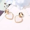 Simple Fresh Style Alloy Earrings With Geometric And Heart Patterns For Girls Hollow Round Shape