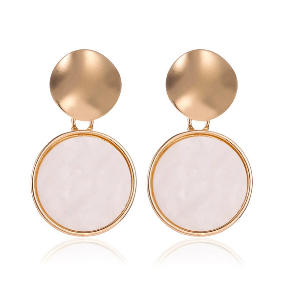 Simple Fresh Style Alloy Earrings With Geometric And Heart Patterns For Girls Hollow Round Shape