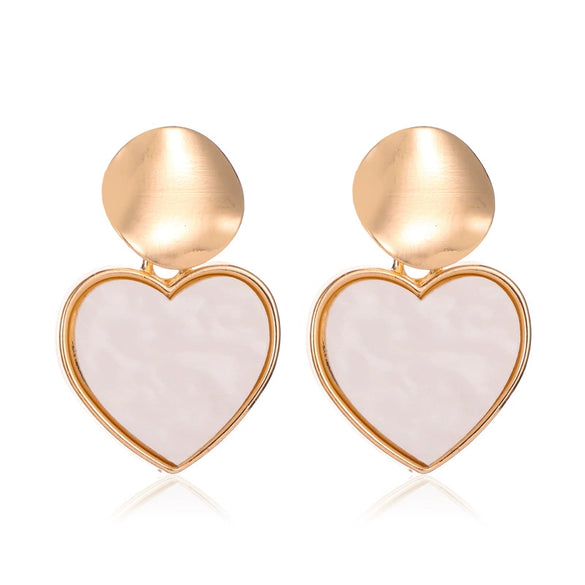 Simple Fresh Style Alloy Earrings With Geometric And Heart Patterns For Girls Hollow Round Shape