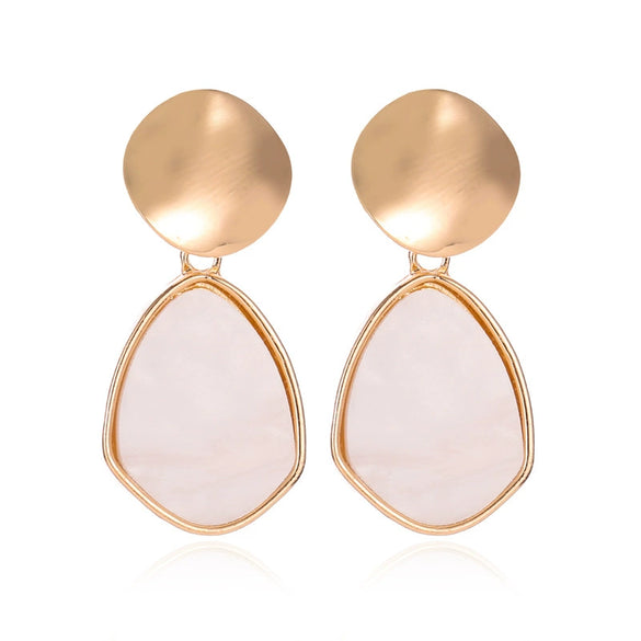 Simple Fresh Style Alloy Earrings With Geometric And Heart Patterns For Girls Hollow Round Shape
