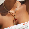 Simple Fruit Pattern Stainless Steel And Titanium Steel Necklace With Cherry Pendant Electroplated 18K Gold Color Retention