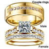 Simple Geometric Alloy Couple Ring Set With Electroplated Finish Unisex Zircon Inlay Rings For Men And Women Jewelry