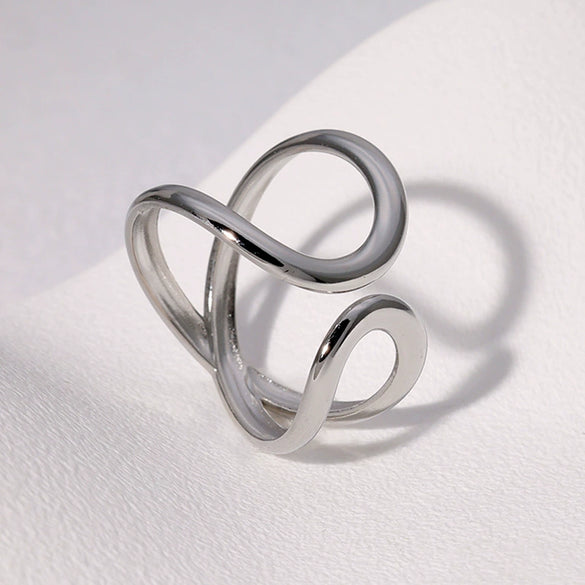 Simple Geometric Asymmetric Open Stainless Steel Ring In Minimalist Cold Style With Gold Plated Electroplating For Women