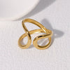Simple Geometric Asymmetric Open Stainless Steel Ring In Minimalist Cold Style With Gold Plated Electroplating For Women
