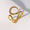 Simple Geometric Asymmetric Open Stainless Steel Ring In Minimalist Cold Style With Gold Plated Electroplating For Women
