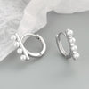 Simple Geometric Beaded Circle Earrings In Electroplated 925 Sterling Silver Fashion Ear Buckle Earrings For Women