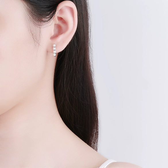 Simple Geometric Beaded Circle Earrings In Electroplated 925 Sterling Silver Fashion Ear Buckle Earrings For Women