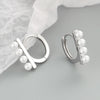 Simple Geometric Beaded Circle Earrings In Electroplated 925 Sterling Silver Fashion Ear Buckle Earrings For Women