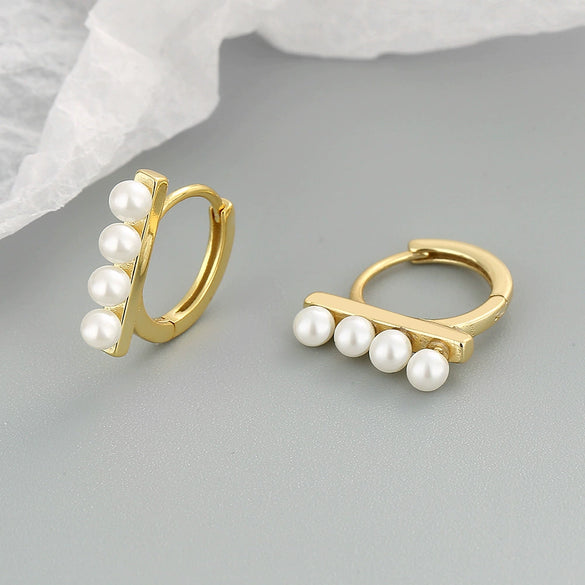 Simple Geometric Beaded Circle Earrings In Electroplated 925 Sterling Silver Fashion Ear Buckle Earrings For Women