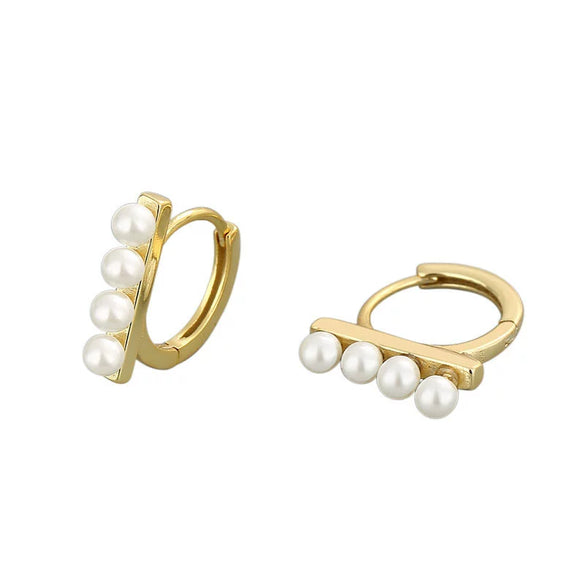 Simple Geometric Beaded Circle Earrings In Electroplated 925 Sterling Silver Fashion Ear Buckle Earrings For Women