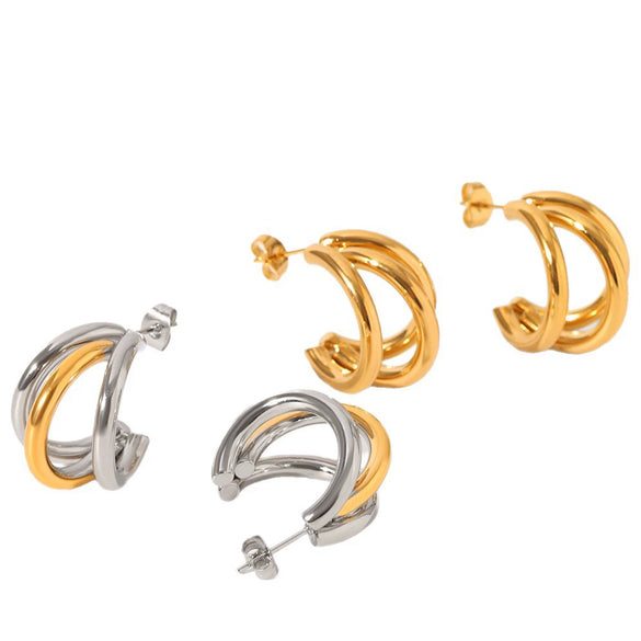 Simple Geometric C Shaped Line Women's Earrings In Titanium Steel Stainless Steel With Electroplating And Vacuum Plating