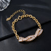 Simple Geometric Copper Bracelet With Glass Inlay Minimal Metal Style Unisex Fashion Jewelry