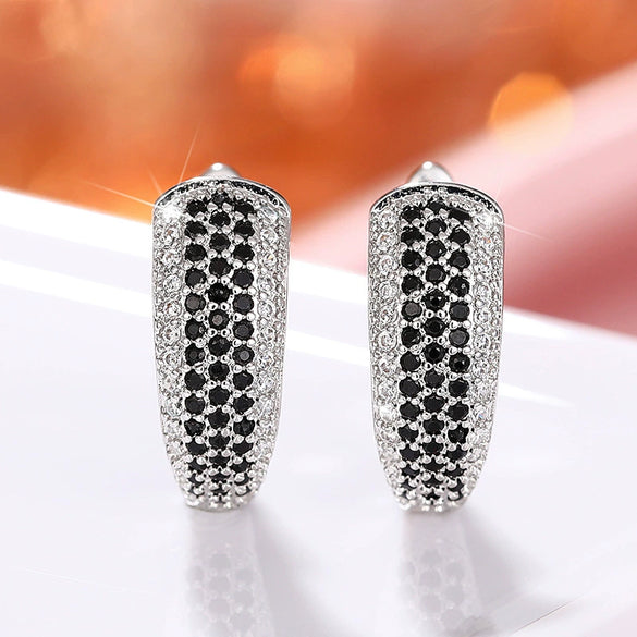 Simple Geometric Copper Inlaid Zircon Earrings For Women