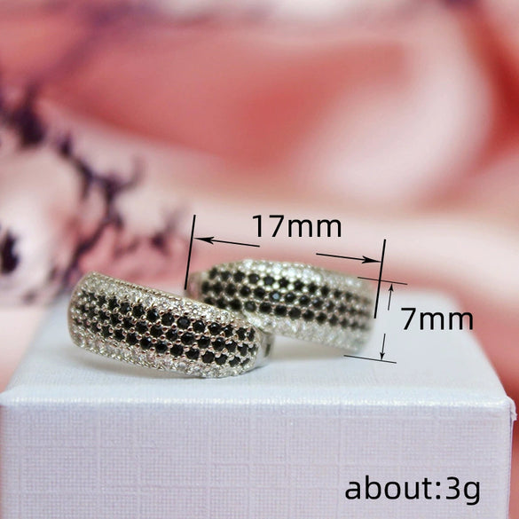 Simple Geometric Copper Inlaid Zircon Earrings For Women