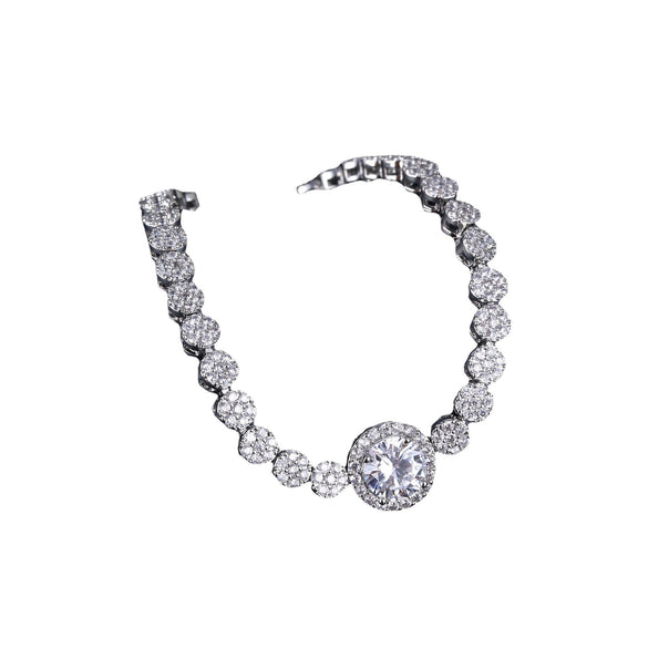 Simple Geometric Copper Zircon Bracelet In Vintage Silver Tone For Women And Unisex Jewelry Wholesale