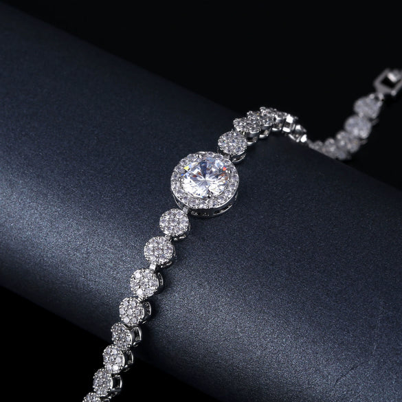 Simple Geometric Copper Zircon Bracelet In Vintage Silver Tone For Women And Unisex Jewelry Wholesale