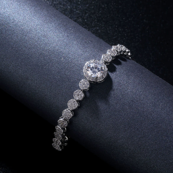 Simple Geometric Copper Zircon Bracelet In Vintage Silver Tone For Women And Unisex Jewelry Wholesale