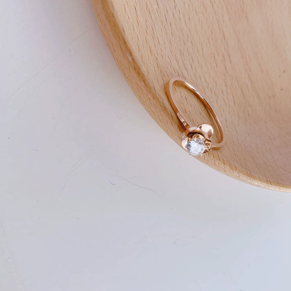 Simple Geometric Flower Titanium Steel Ring For Women Electroplated Minimalist Fashion Index Finger Jewelry