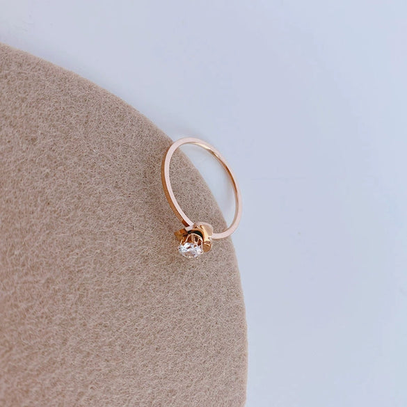 Simple Geometric Flower Titanium Steel Ring For Women Electroplated Minimalist Fashion Index Finger Jewelry