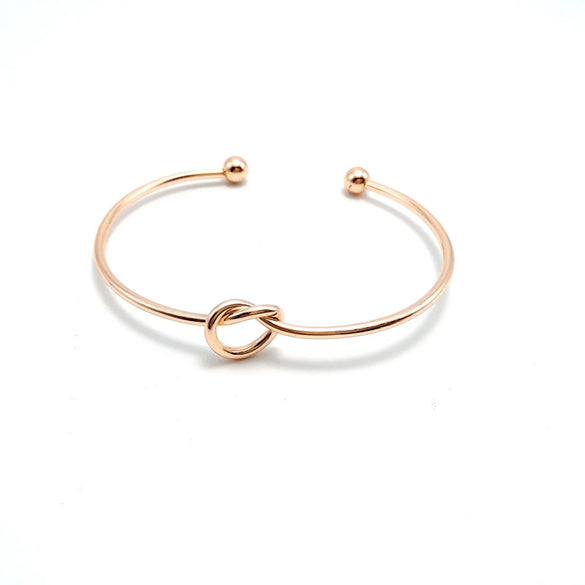 Simple Geometric Love Knot Open Metal Bracelet With Electroplated Finish Minimalist Unisex Cuff Bracelet