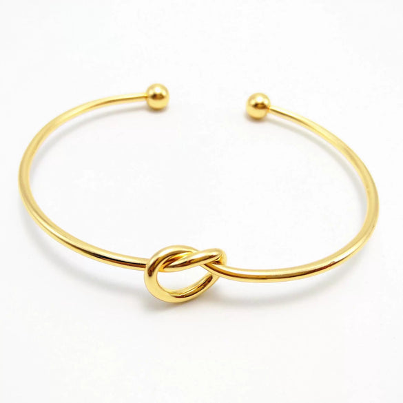 Simple Geometric Love Knot Open Metal Bracelet With Electroplated Finish Minimalist Unisex Cuff Bracelet