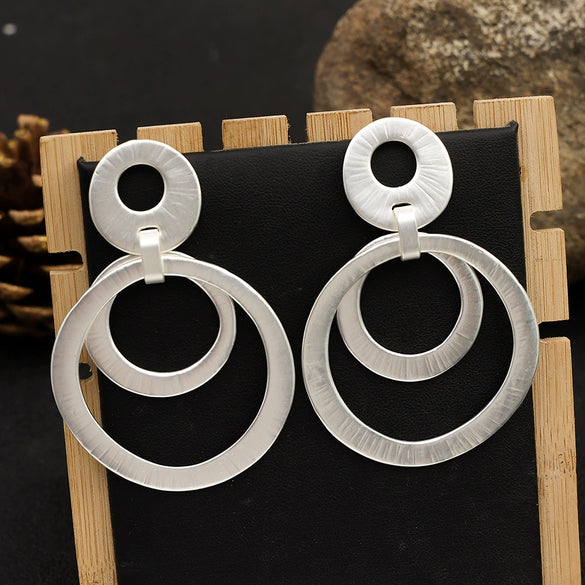 Simple Geometric Matte Metal Drop Earrings For Women Long Statement Dangle Earrings Wholesale