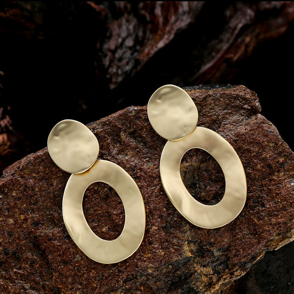 Simple Geometric Matte Metal Drop Earrings For Women Long Statement Dangle Earrings Wholesale