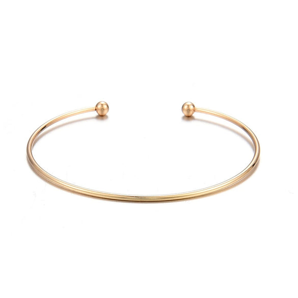 Simple Geometric Metal Double Bead Bracelet For Women Adjustable Electroplated Sweet Versatile Jewelry