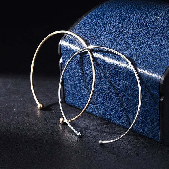 Simple Geometric Metal Double Bead Bracelet For Women Adjustable Electroplated Sweet Versatile Jewelry
