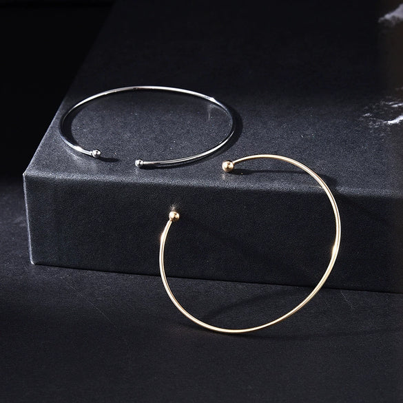 Simple Geometric Metal Double Bead Bracelet For Women Adjustable Electroplated Sweet Versatile Jewelry