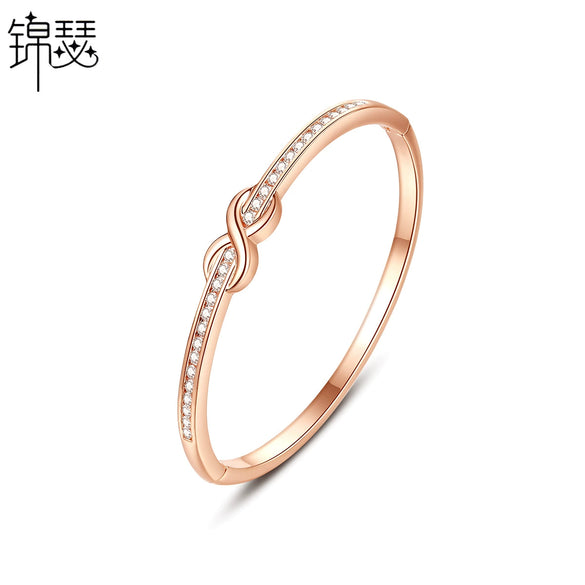 Simple Geometric Microinlaid Zircon Bracelet For Women Copper Fashion Jewelry With A Delicate Chain